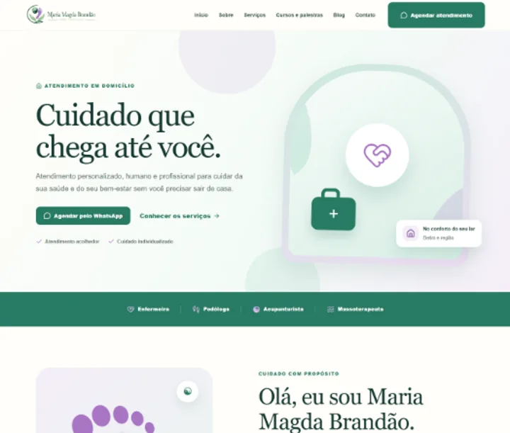 Captura real da página inicial do site Maria Magda Brandão