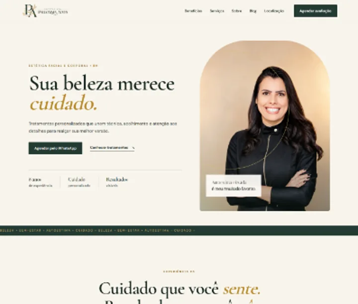 Captura real da página inicial do site Pallomma Alves